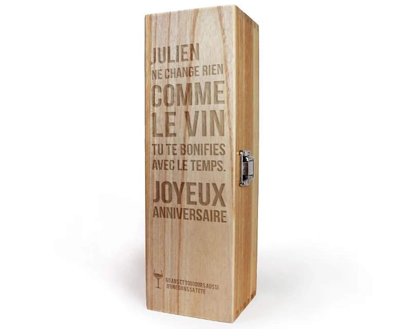 Caisse à Vin Anniversaire Citation Gravée 3 Caisse à Vin Anniversaire Citation Gravée – Image 3