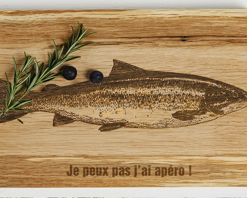 Planche à Découper Personnalisable En Bois De Chêne écossais - Saumon 2 Planche à Découper Personnalisable En Bois De Chêne écossais - Saumon – Image 2