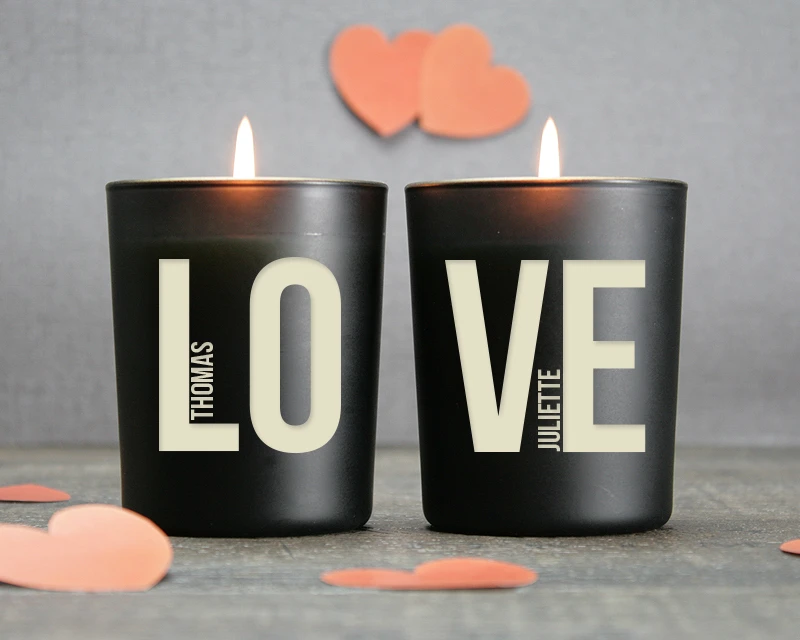 Duo De Bougies Personnalisables Et Parfumées - LOVE 1 Duo De Bougies Personnalisables Et Parfumées - LOVE