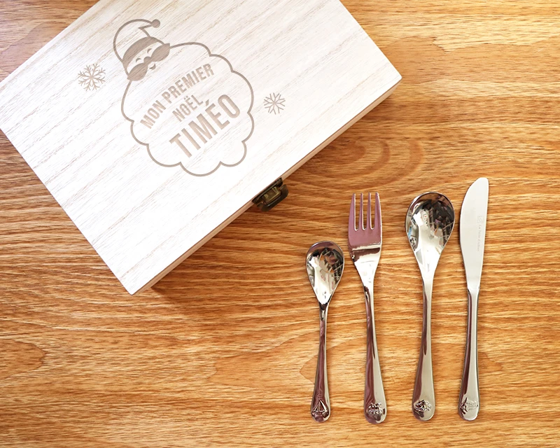 Kit Couverts Pour Enfant Personnalisable - Premier Noël 1 Kit Couverts Pour Enfant Personnalisable - Premier Noël