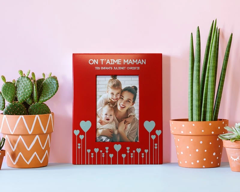 Cadre Métal Rouge Gravé Maman 2 Cadre Métal Rouge Gravé Maman – Image 2