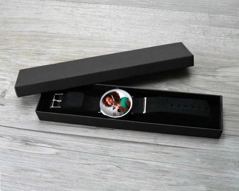 Montre Noire Personnalisable - Cadran Photo 4 Montre Noire Personnalisable - Cadran Photo – Image 4