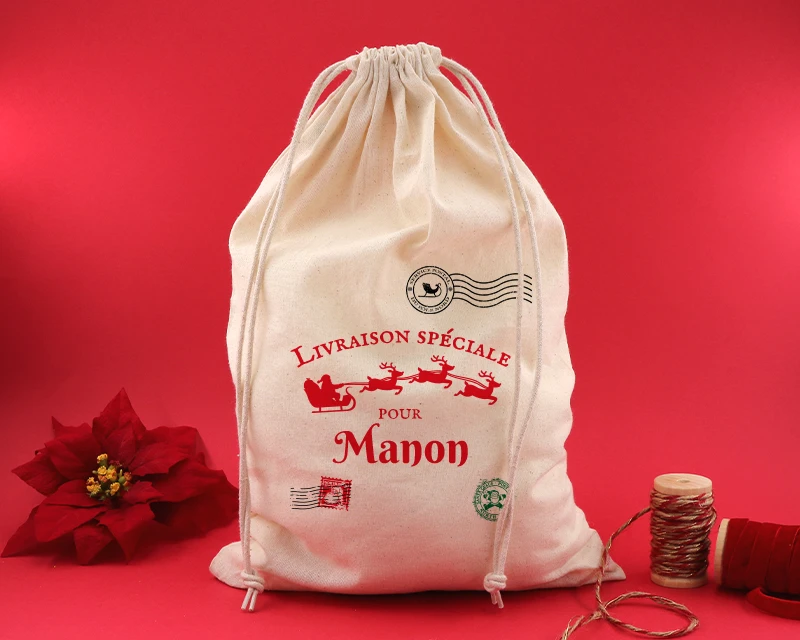 Hotte De Noël Personnalisée - Moyen 45 X 30 Cm 2 Hotte De Noël Personnalisée - Moyen 45 X 30 Cm – Image 2