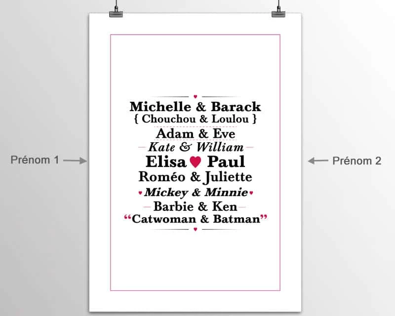 Affiche Couples Célèbres Personnalisée 3 Affiche Couples Célèbres Personnalisée – Image 3