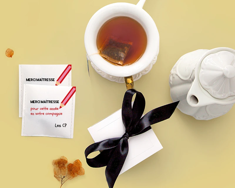 Boîte De 10 Sachets De Thé Bio Personnalisables - Merci Maîtresse, Maître Et ATSEM 2 Boîte De 10 Sachets De Thé Bio Personnalisables - Merci Maîtresse, Maître Et ATSEM – Image 2