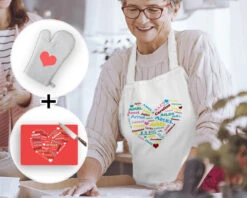Kit Mamie Cordon Bleu - Planche à Découper, Tablier Et Gant De Cuisine Personnalisables