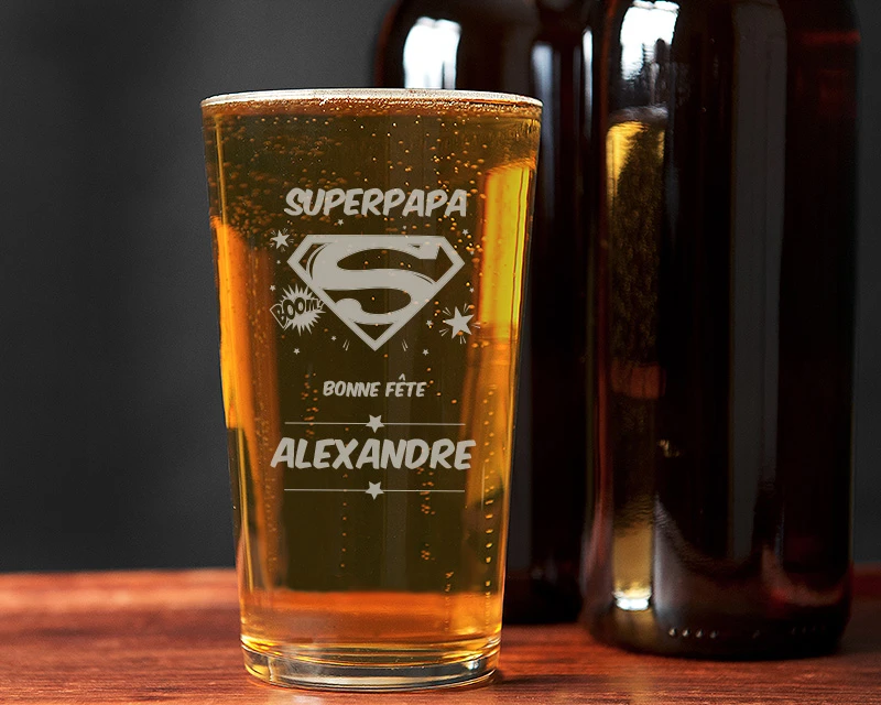 Verre à Bière Personnalisé - Super Papa 3 Verre à Bière Personnalisé - Super Papa – Image 3