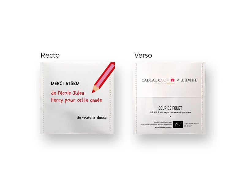 Boîte De 10 Sachets De Thé Bio Personnalisables - Merci Maîtresse, Maître Et ATSEM 3 Boîte De 10 Sachets De Thé Bio Personnalisables - Merci Maîtresse, Maître Et ATSEM – Image 3