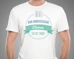 T-shirt Blanc Homme Personnalisable - Collection Bougies D'anniversaire