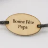 Bracelet Cordon Avec Médaille Ovale Personnalisée En Bois