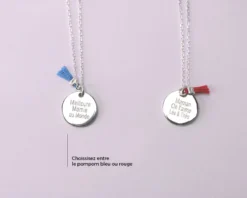 Collier Médaille Argent Véritable - Pompon Rouge Ou Bleu -Cadeaux Boutique 5e617183d0caf9e5e3915de2ab62807c2d27e1d4c8dff7cab8884e26beed30217