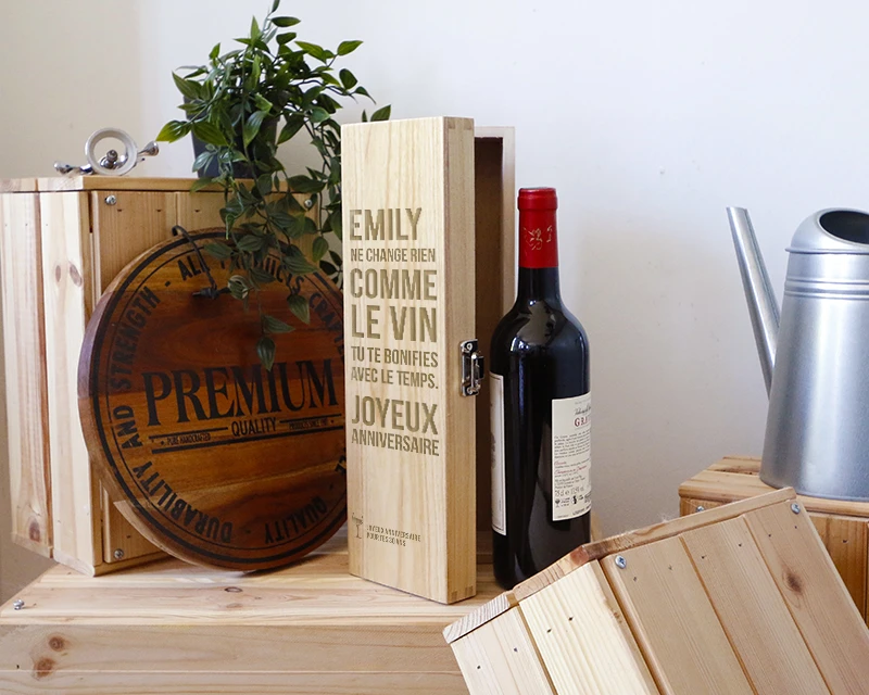 Caisse à Vin Anniversaire Citation Gravée 2 Caisse à Vin Anniversaire Citation Gravée – Image 2