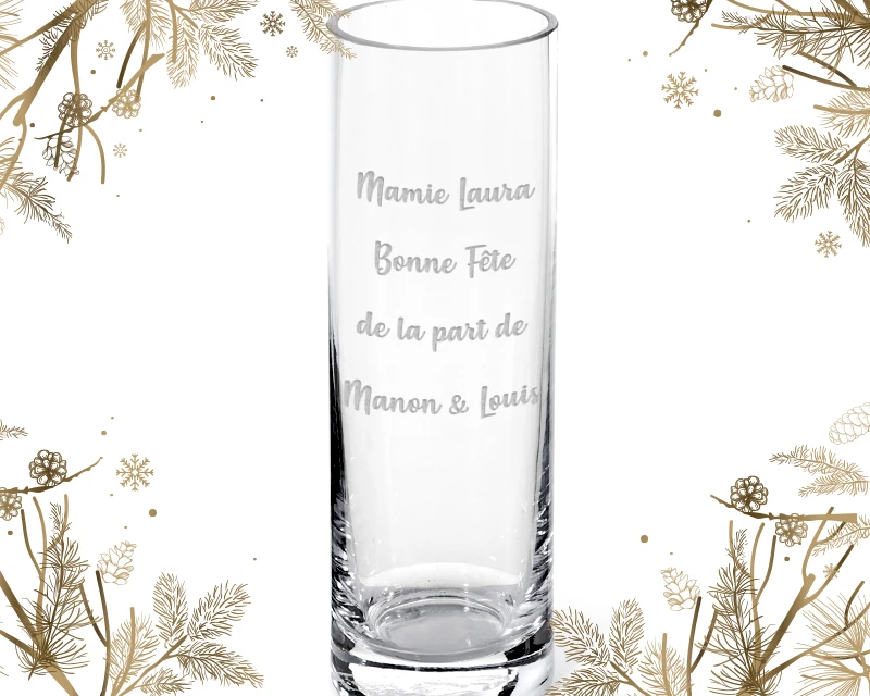 Vase Cylindrique Gravé Personnalisable - Message 2 Vase Cylindrique Gravé Personnalisable - Message – Image 2