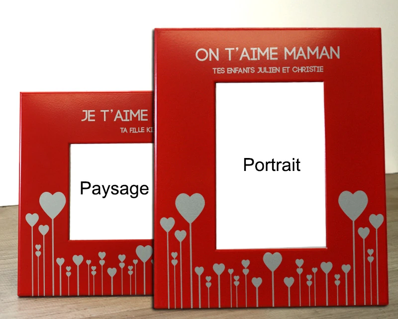 Cadre Métal Rouge Gravé Maman 3 Cadre Métal Rouge Gravé Maman – Image 3