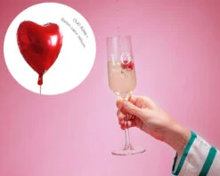 DUO Ballon Cœur Hélium Et 2 Flûtes à Champagne Personnalisables - LOVE