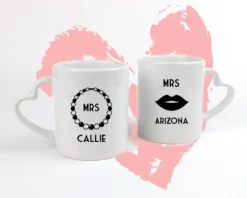Lot De 2 Mugs Coeurs Personnalisés - Mrs & Mrs