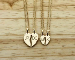 Pendentif Personnalisé Coeur à Partager - Plaqué Or 14 Carats