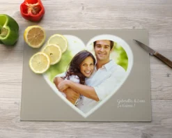 Planche à Découper En Verre Coeur Photo