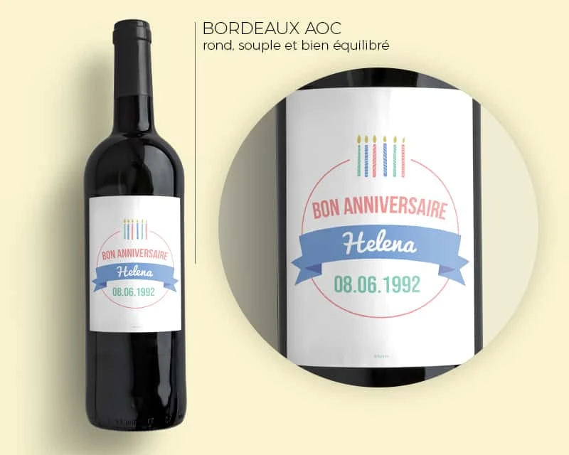 Bouteilles De Vin De Bordeaux - Collection Bougies D'anniversaire Roses 2 Bouteilles De Vin De Bordeaux - Collection Bougies D'anniversaire Roses – Image 2