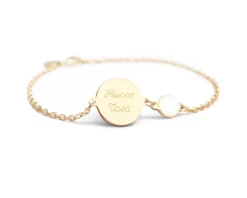 Bracelet Médaille Pour Femme - Nacre Blanche Ou Pierre Rose -Cadeaux Boutique 948b497386c5ce33d5ab1c7a08da769b0b5c0c27d455c05532201a23213437305
