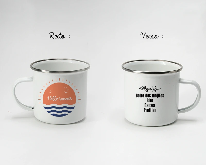 Tasse En émail Personnalisée - Summer Vibes 2 Tasse En émail Personnalisée - Summer Vibes – Image 2
