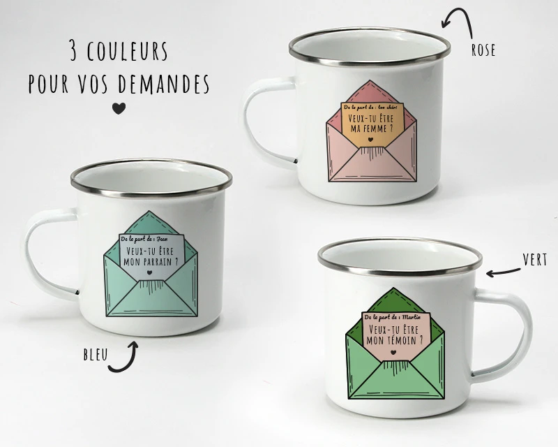 Tasse En émail Personnalisée - Veux-tu être (...) ? 1 Tasse En émail Personnalisée - Veux-tu être (...) ?