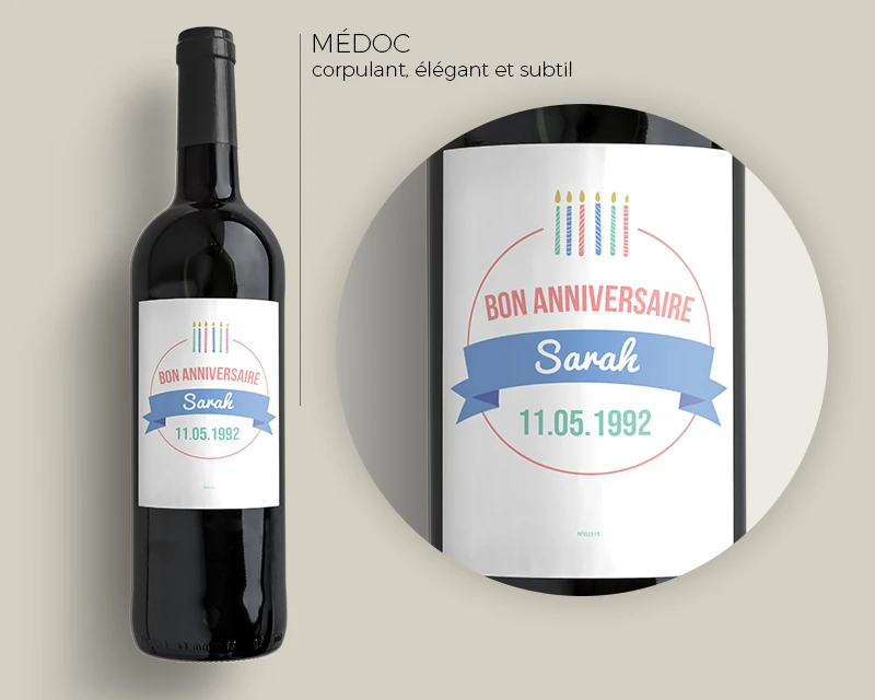 Bouteilles De Vin De Bordeaux - Collection Bougies D'anniversaire Roses 3 Bouteilles De Vin De Bordeaux - Collection Bougies D'anniversaire Roses – Image 3