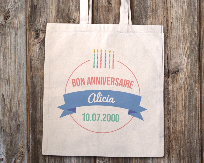Tote Bag Personnalisé - Collection Bougies D'anniversaire 1 Tote Bag Personnalisé - Collection Bougies D'anniversaire
