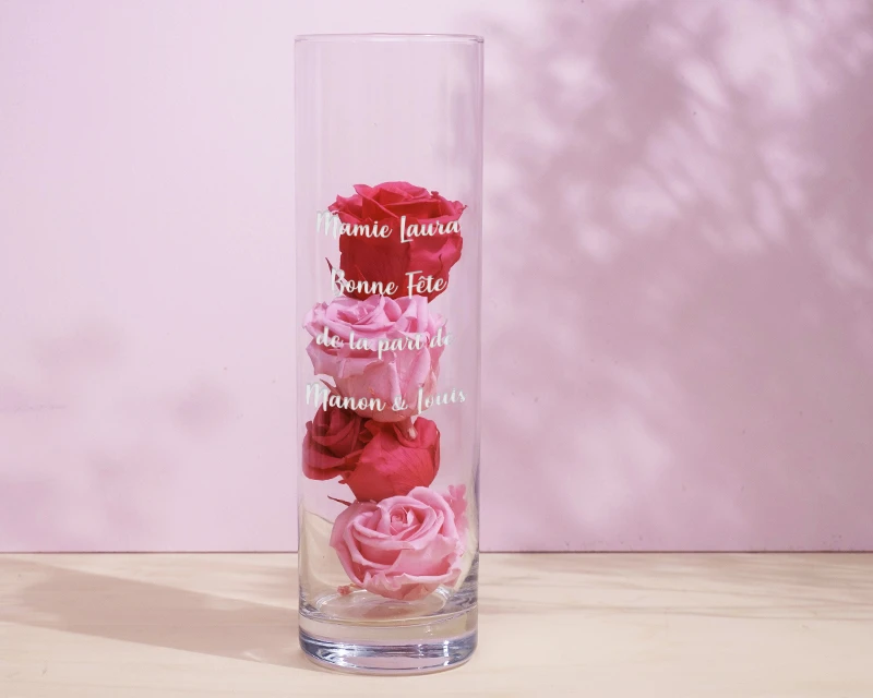 Vase Cylindrique Gravé Personnalisable - Message 3 Vase Cylindrique Gravé Personnalisable - Message – Image 3