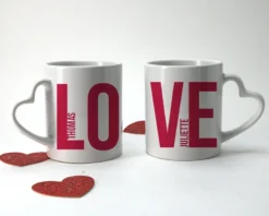 Lot De 2 Mugs Coeurs Personnalisés - Love