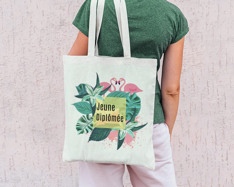 Tote Bag Personnalisable - Flamant Rose - 100% Coton Naturel 3 Tote Bag Personnalisable - Flamant Rose - 100% Coton Naturel – Image 3