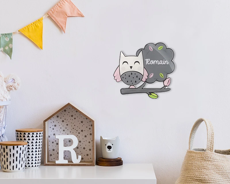 Plaque Décorative Personnalisable - Chouette 1 Plaque Décorative Personnalisable - Chouette