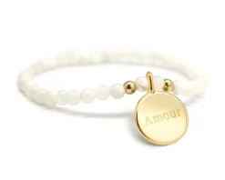 Bracelet Femme - Perles En Nacre Et Médaille Rose Des Vents