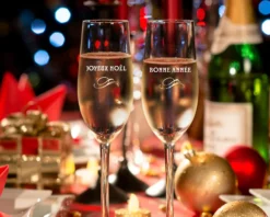 Lot De 2 Flûtes à Champagne Personnalisables - Joyeux Noël Et Bonne Année
