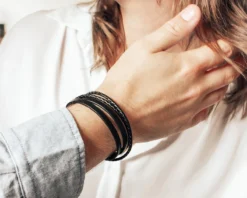 Bracelet Personnalisable Mix Cuir - Marron Ou Noir