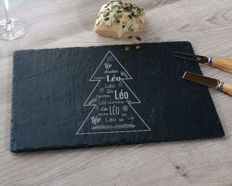 Plateau En Ardoise Personnalisé - Collection Sapin Famille 1 Plateau En Ardoise Personnalisé - Collection Sapin Famille