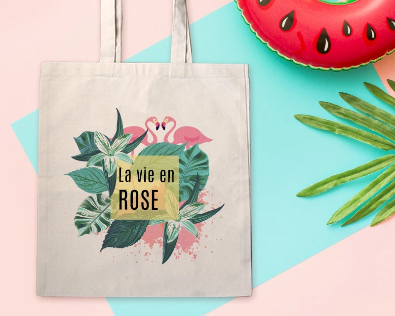 Tote Bag Personnalisable - Flamant Rose - 100% Coton Naturel 2 Tote Bag Personnalisable - Flamant Rose - 100% Coton Naturel – Image 2
