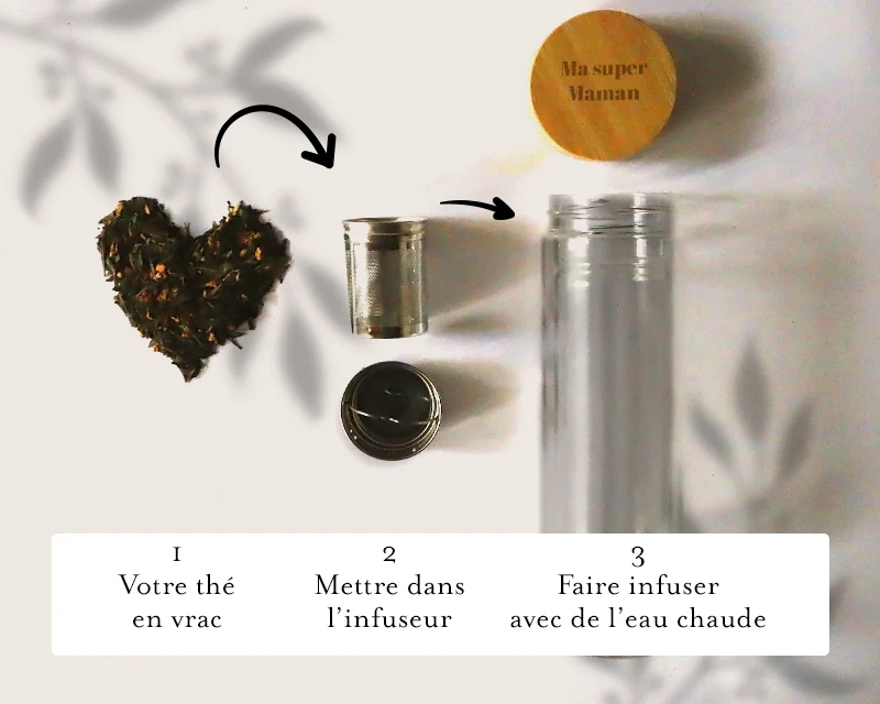 Bouteille à Thé En Verre Avec Couvercle Personnalisé Et Infuseur - Message 5 Bouteille à Thé En Verre Avec Couvercle Personnalisé Et Infuseur - Message – Image 5